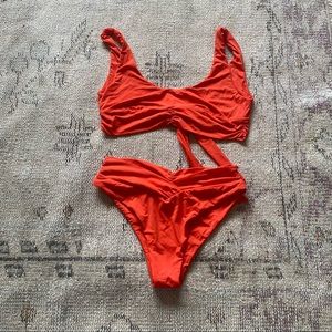 🍓 Riot swim Pico bikini top and bottom in coral medium